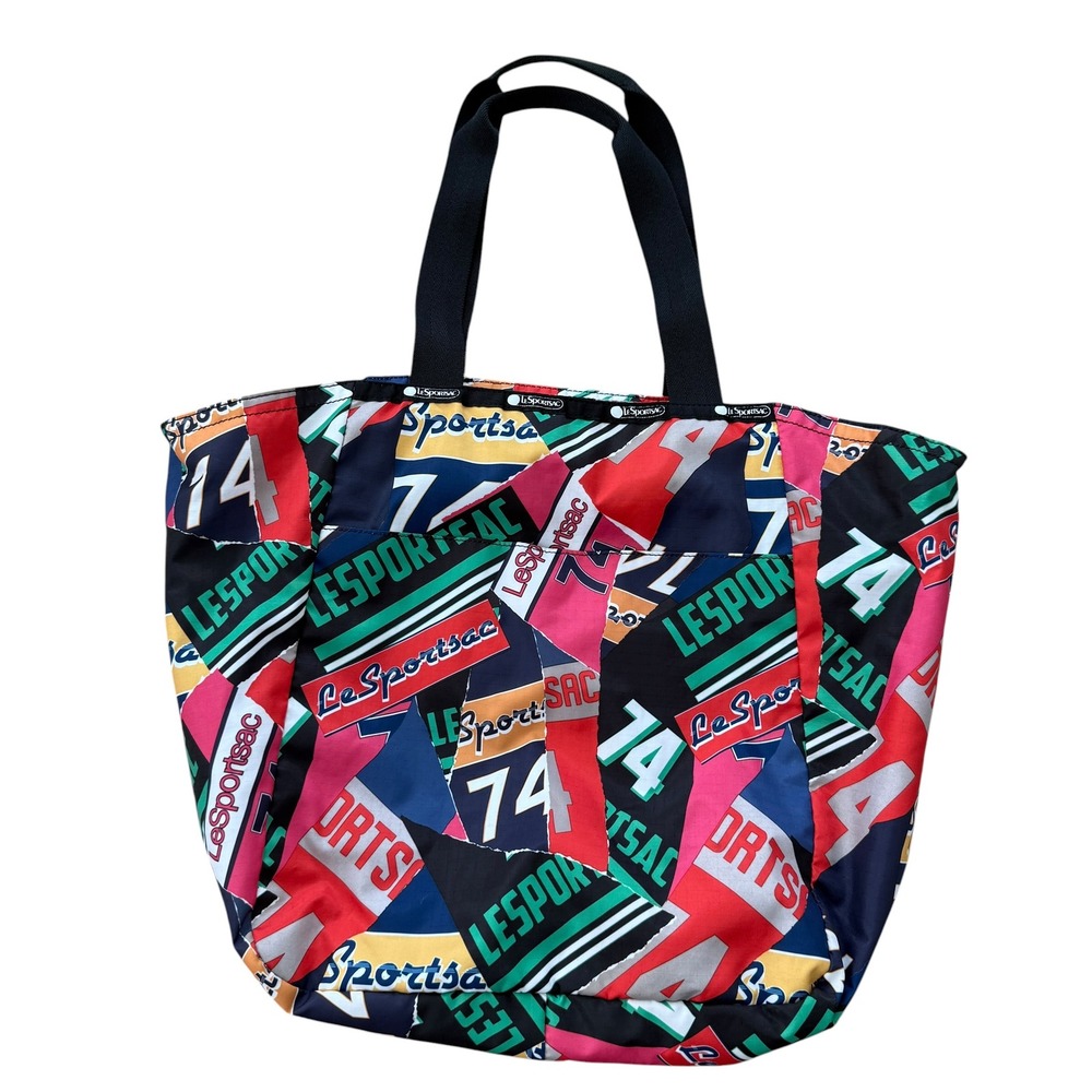 LeSportSac Janis Zip Top Tote Varsity Collage Sporty Large Multicolor Bag